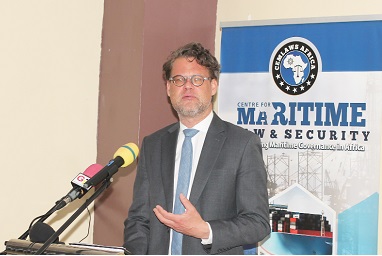   Prof. Christian Bueger of the University of Copenhagen, speaking at the workshop. Pictures: Maxwell Ocloo